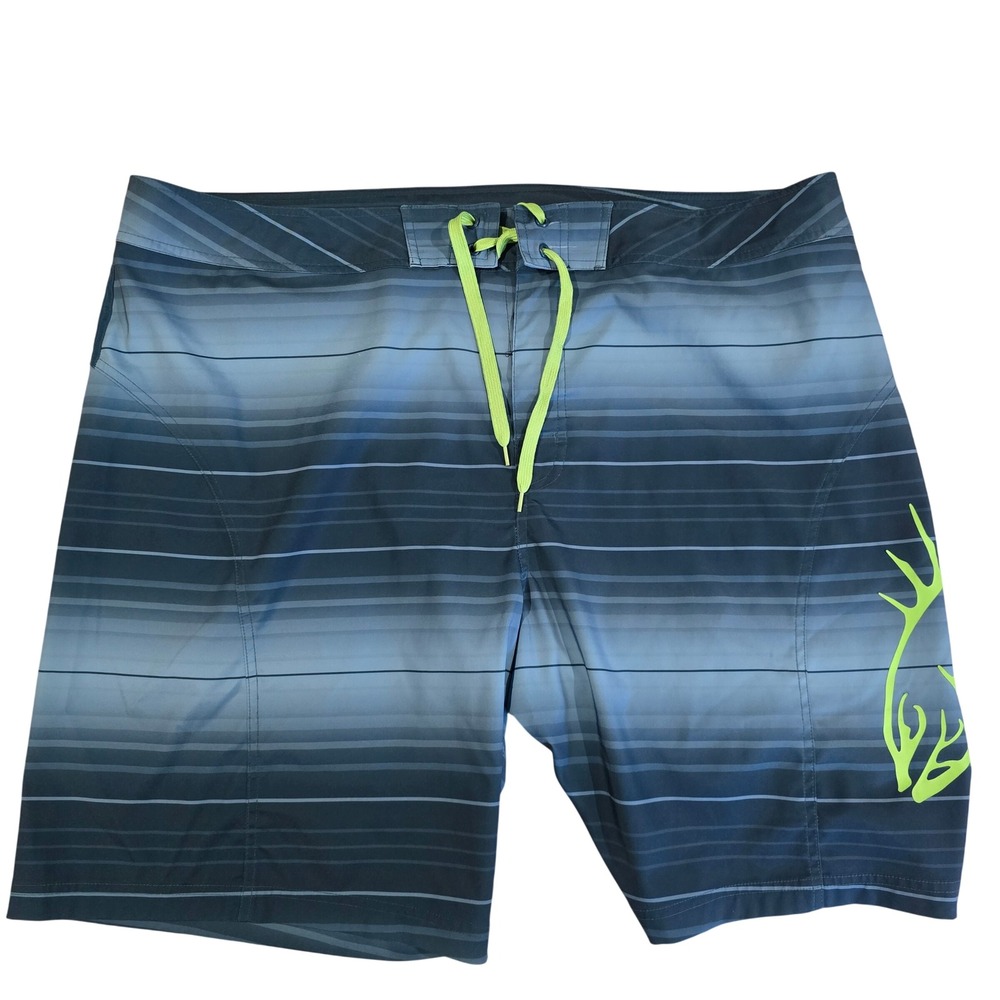 Legendary Whitetails Mens XXL 2xl Blue Striped Board Shorts Swim‎ Trunks Unlined